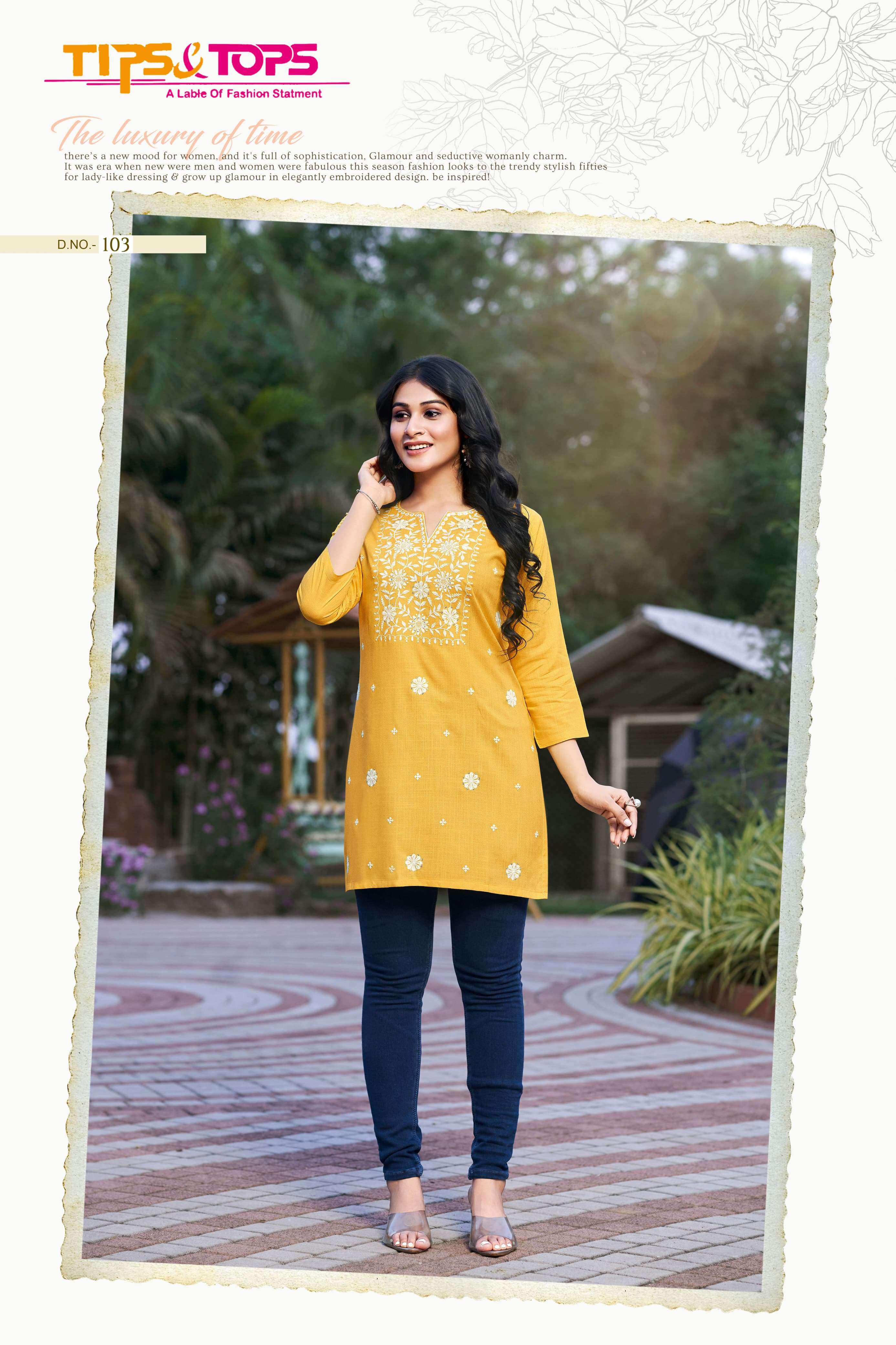 COLORS VOL 4 HEAVY REYON SLUB 16KG EMBROIDERY WORK SHORT TOP BY TIPS AND TOPS BRAND 4003